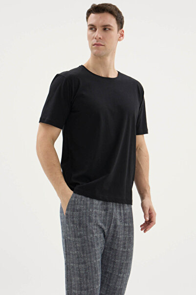 KLY New Season Men's Crew Neck Short Sleeve Stylish Design Pajama Set