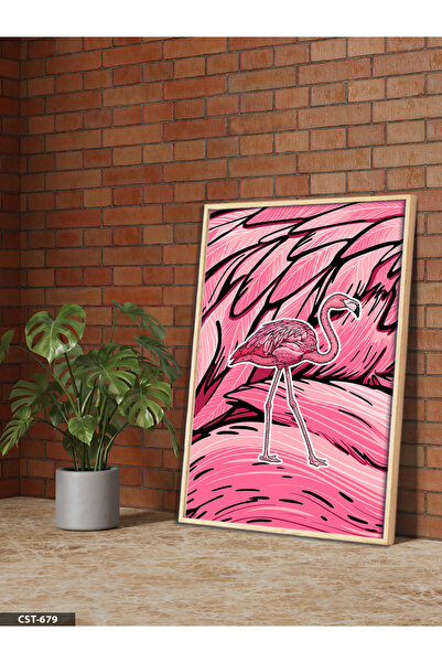 Evinemoda Ružičasti flamingo, jednodijelna slika u drvenom okviru