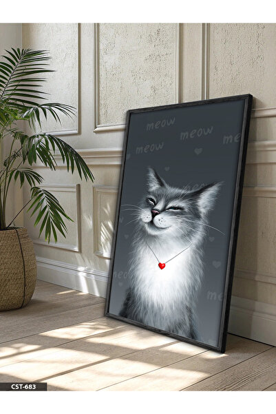 Evinemoda Cute Cat One Piece Black Wooden Framed Painting