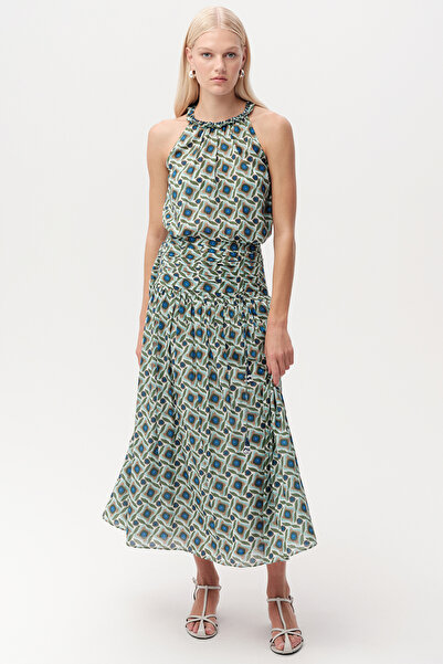 Exquise Beli Gathered Zippered Regular Midi Skirt