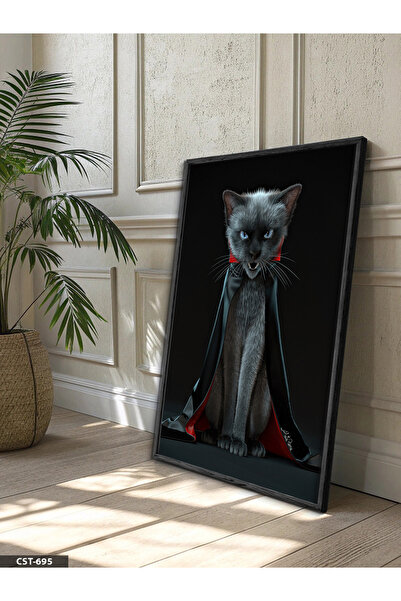 Evinemoda Vampir mačka Jednodijelna crna slika u drvenom okviru