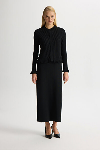 MISS DALIDA Ajur Detaylı Hırka Elbise Takım Siyah