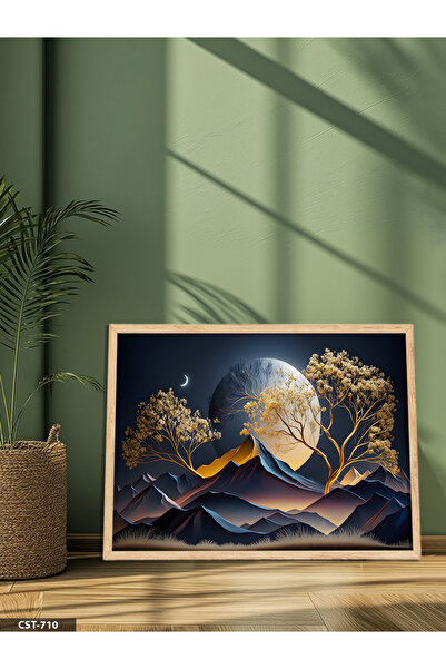 Evinemoda Tablou dintr-o singură bucată cu ramă din lemn, cu tematică Munte, ...