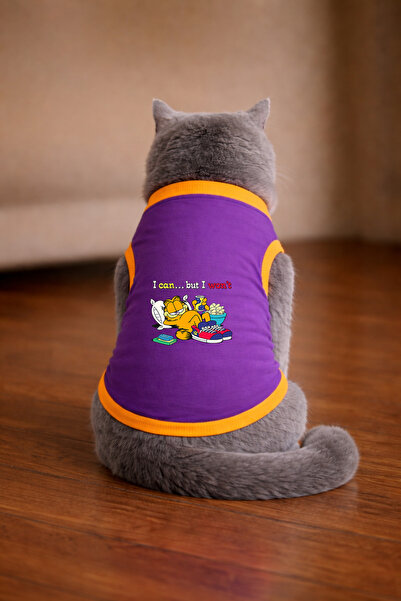 petite pati قميص مطبوع عليه صورة قطة باللون الأرجواني من Garf4 مقاس L (100% ق...