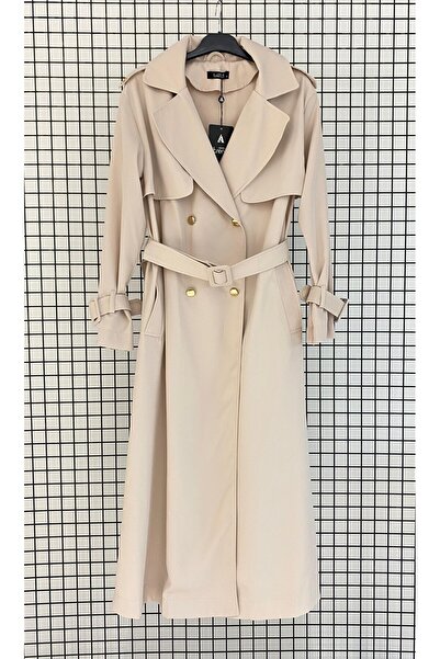 Armine Gold Button Trench Coat 25Ktd708 Beige
