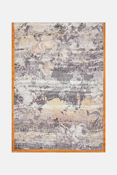 Vakko GRİ ÇİÇEK DESENLİ ETAMİN VUAL ŞAL