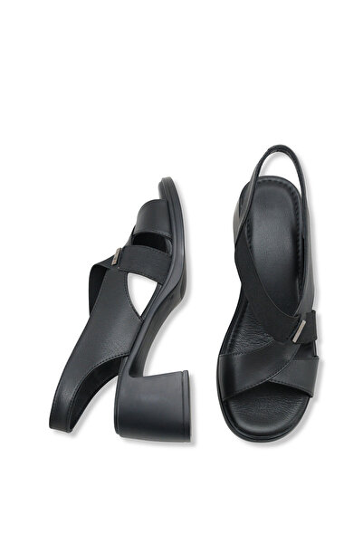 DELSOLERA Women's Black Cross-Strap Detailed Heeled Daily Comfortable Stylish...