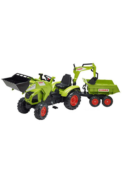 Falk Tractor cu pedale Claas Axos 1010 W cu cupă, excavator și remorcă
