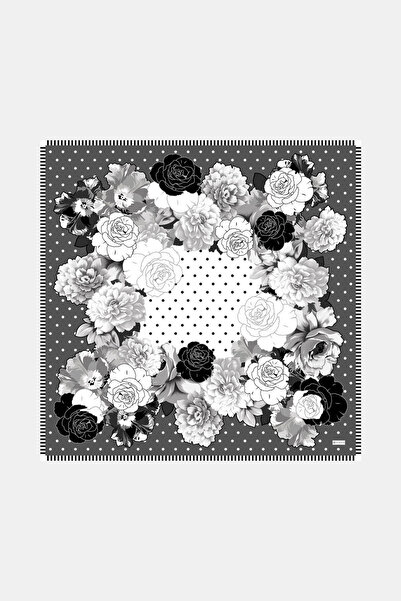 Vakko ANTRASİT ÇİÇEK DESENLİ TWİLL EŞARP