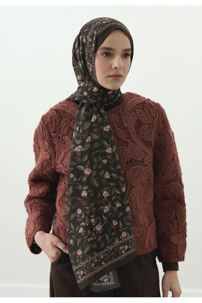 Fresh Leana Patterned Cotton Viscose Shawl Brown