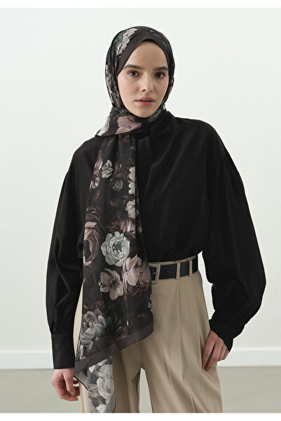 Fresh Rosine Patterned Cotton Viscose Shawl Anthracite