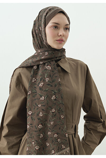 Fresh Leana Patterned Cotton Viscose Shawl Mink