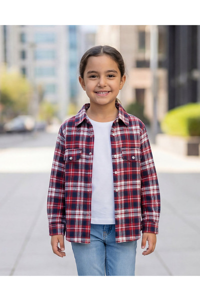 REDTAG Girls Checked Yarn-Dyed Blouse