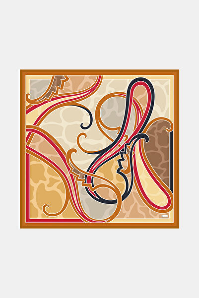 Vakko EKRU ŞAL DESENLİ TWİLL EŞARP