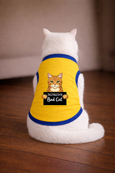 petite pati تيشيرت للقطط مطبوع عليه Yellow Wanted Tekir مقاس XL (100% قطن ممشط)