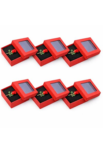 OEM Set 6 Broșe Trandafir Roșu în Cutie Cadou Roșie – Mărțișor Ediția 2026