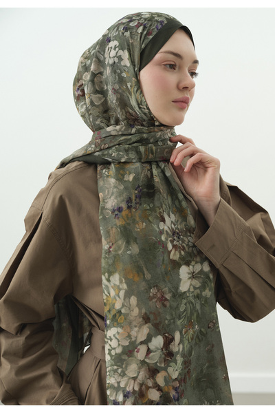 Fresh Dark Beauty Patterned Cotton Viscose Shawl Çağla
