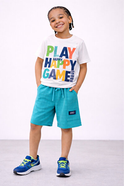 Victor and Jane Boys’ 2-Piece Set – “Play Happy Game” Graphic T-Shirt & Textu...