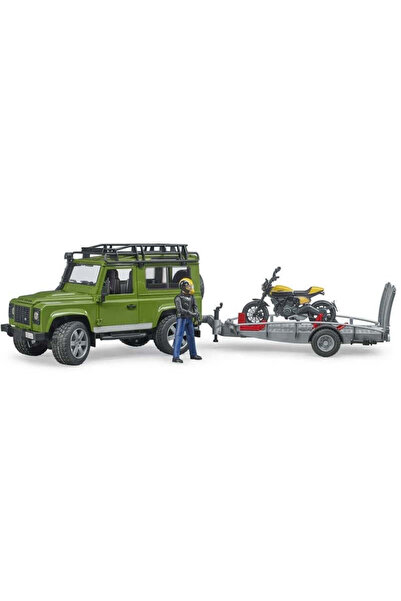 Bruder Land Rover Defender για αναψυχή με τρέιλερ και μοτοσικλέτα Ducati