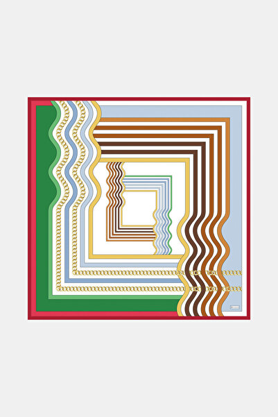 Vakko YEŞİL ÇİZGİLİ DESENLİ TWİLL EŞARP