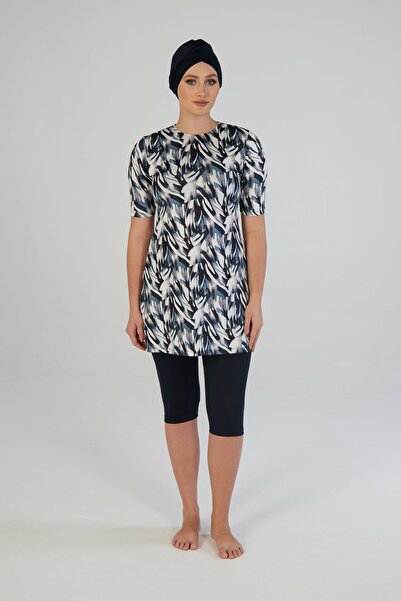 Estiva Μαγιό χιτζάμπ με βοτανικά σχέδια και κοντομάνικο κολάν