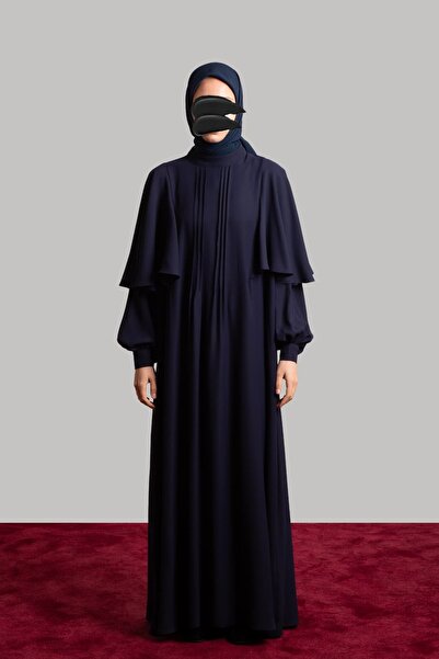 Lemaye Pelerin Kol Elbise Ferace - Lacivert