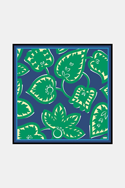 Vakko LACİVERT ÇİÇEK DESENLİ TWİLL EŞARP