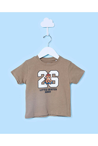 REDTAG Infant Boys Brown Printed T-Shirt
