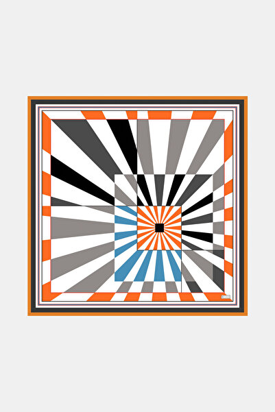 Vakko GRİ GEOMETRİK DESENLİ TWİLL EŞARP