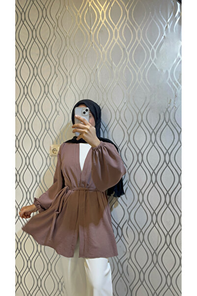 DİLEKBUTİK Ayrobin Belt Kimono with Elasticated Sleeves
