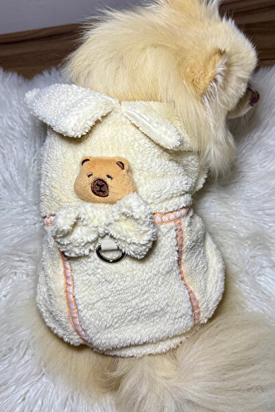 Doğal Pamuklu Teddy Köpek Montu - Tasma Halkalı