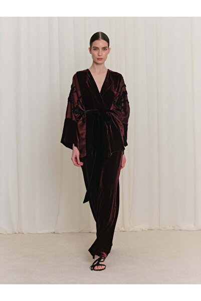 BAQA Flok Desen Detaylı Kadife Ceket