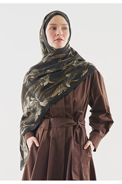 Fresh Zelinda Patterned Cotton Viscose Shawl Chocolate Brown