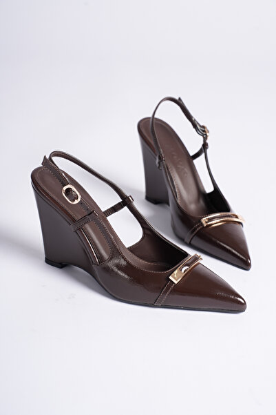 CİMİLİ SHOES Pantofi clasici cu toc pentru femei, maro amar, cu detaliu catar...