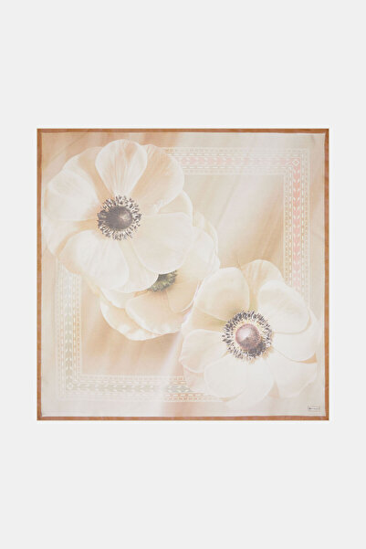 Vakko BEJ ÇİÇEK DESENLİ ETAMİN VUAL EŞARP