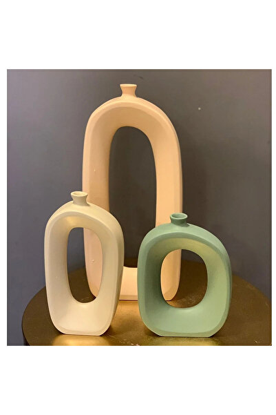 Nonno dekor Ceramic 3 Piece Oval Vase, Bohemia Style, Trinket, Decoration