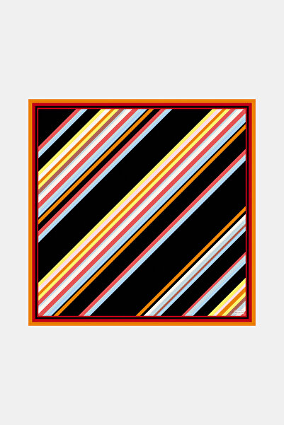 Vakko SİYAH ÇİZGİLİ DESENLİ TWİLL EŞARP