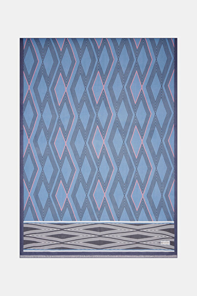 Vakko MAVİ GEOMETRİK DESENLİ VUAL ŞAL