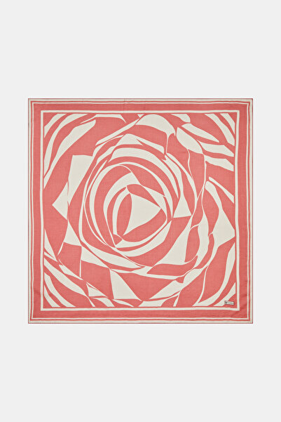 Vakko PEMBE GEOMETRİK DESENLİ VUAL İPEK EŞARP