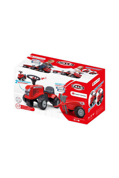 Falk Tractor Massey Ferguson cu remorcă, greblă și lopată, roșu, FK 241 C