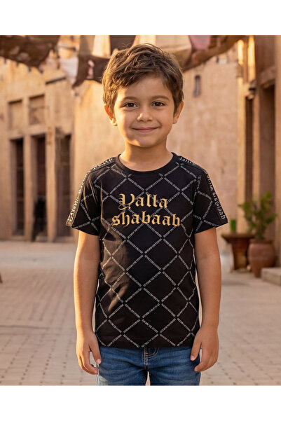REDTAG Boys Junior Black Printed With Foil T-Shirt