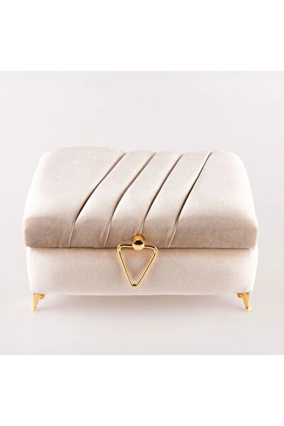 Hayrat Neşriyat Velvet Chest Box for Dowry and Quran, Striped (Mink, Hollow Box)