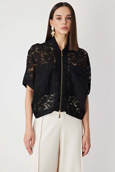 ON Kapak Cepli Dantelli Ceket