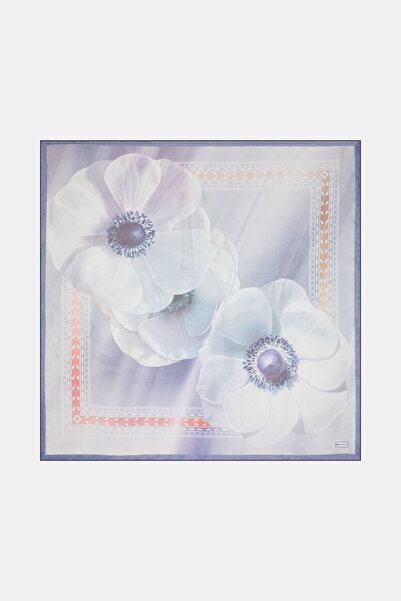 Vakko LACİVERT ÇİÇEK DESENLİ ETAMİN VUAL EŞARP