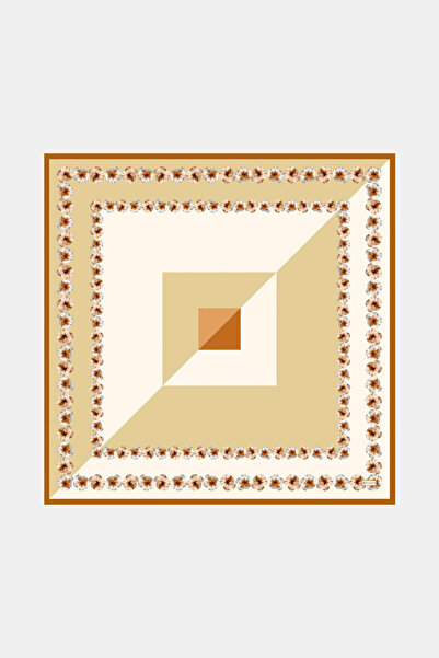 Vakko EKRU ÇİÇEK DESENLİ TWİLL EŞARP