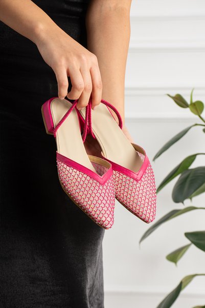 Tibu Ayakkabı Velora Mesh Lace Stone Embroidered Shoes with Elastic Back