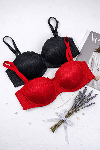 MILANOFOX Set of 2 Lace Detailed Strapless Underwire Supported Padded Bra |  ...