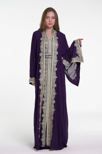 al bent al sharqieh قفطان مطرز مع حزام على الخصر ladies belted kaftan dress