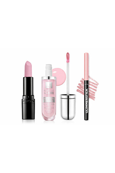 AVON Set Avon Milky Pink: luciu de buze Fresh Glaze, ruj Posh petal, Creion B...