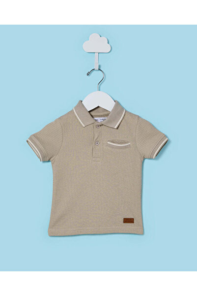 REDTAG تيشيرت بولو رمادي من قماش السيرسيكر للأطفال الرضع